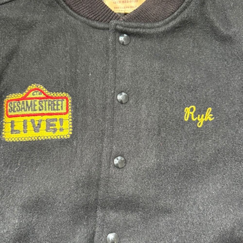 RARE Vintage Sesame Street Live Jacket National Tour Varsity Leather Wool Black - Picture 5 of 12